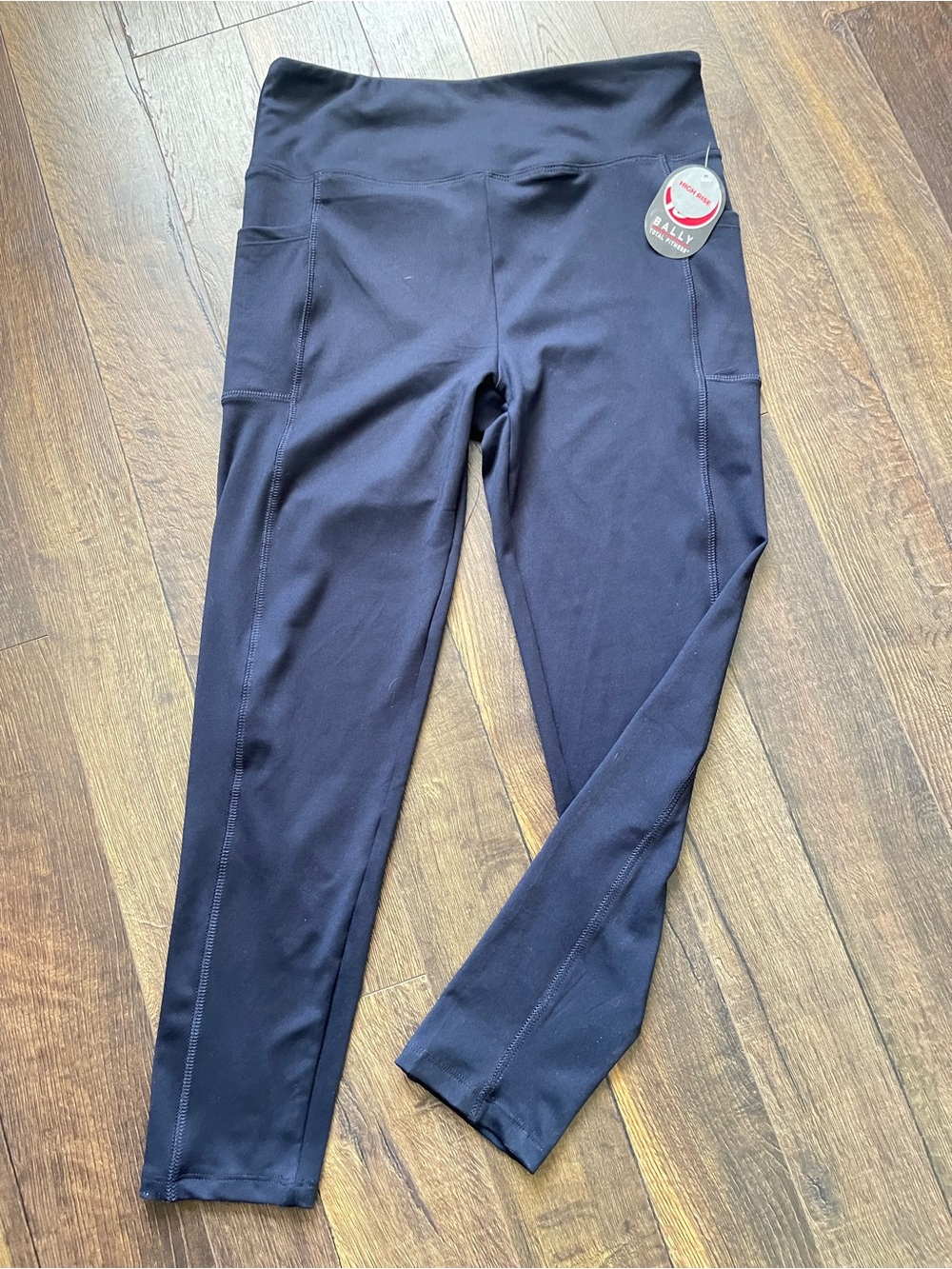 Bally Womenβs High-Waist Navy Blue Performance Leggings with Side Pockets